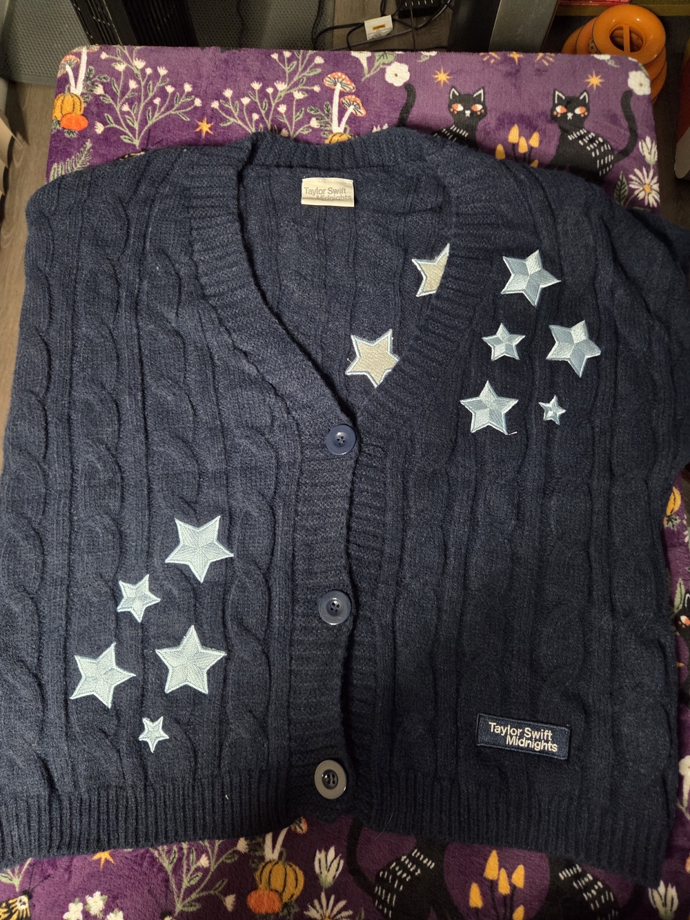 Taylor Swift Navy Star Patch Cable-Knit Cardigan